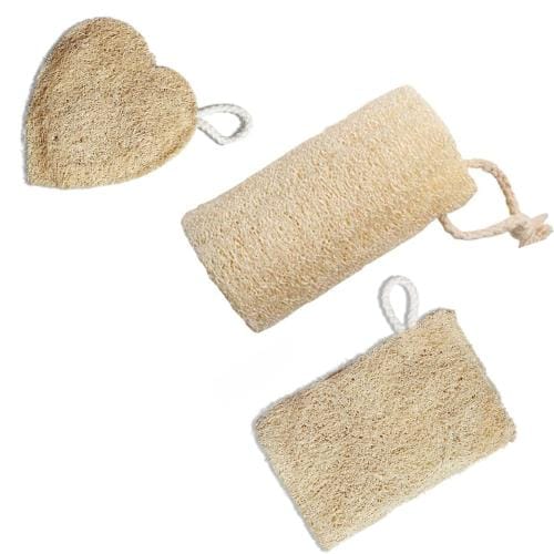 AMMUSCO Natural Loofah Body Scrubber  Pack of 3– Bath Sponge for Skin Exfoliating, Shower & Body Cleaning – Eco Friendly Luffa