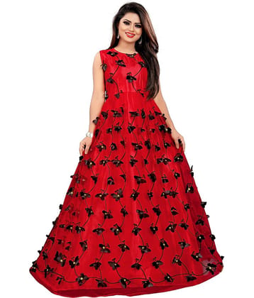 A TO Z CART Multicolor Flared Net Women's Semi Stitched Ethnic Gown ( Pack of 1 )