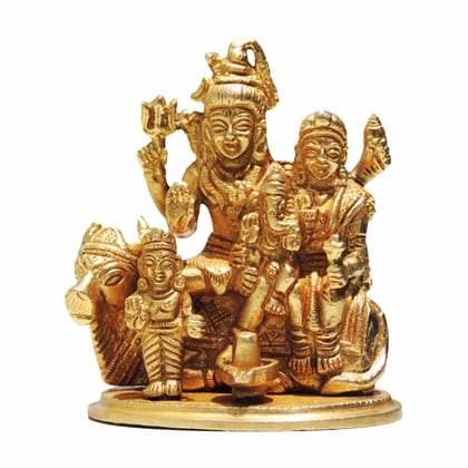 Brass Shiv Parivar Idol - Religious Family Statue, Height : 4 Inch (BSMAS381)