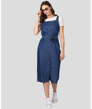 StyleStone Women Denim Fit & Flare Dress ( Blue )