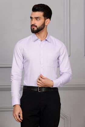 Lavender Business Formal Cotton Shirt (Size - S) by BLUE EAGLE