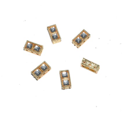 Meenakari Kundan Stone Components,Connector, Charms for Jewellery Making. (6X12 MM) , RCT-124-Per Packet of 6 Pcs / 6X12 MM