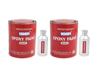 1001 Epoxy Paint HB Coating 2 Pack System | Heavy-Build Epoxy Paint for Tanks, Machinery, Kitchen, Garage Floor, Labs, Hospitals, Cemented Surfaces & More |  (White 2 X 1 LTR COMBO)