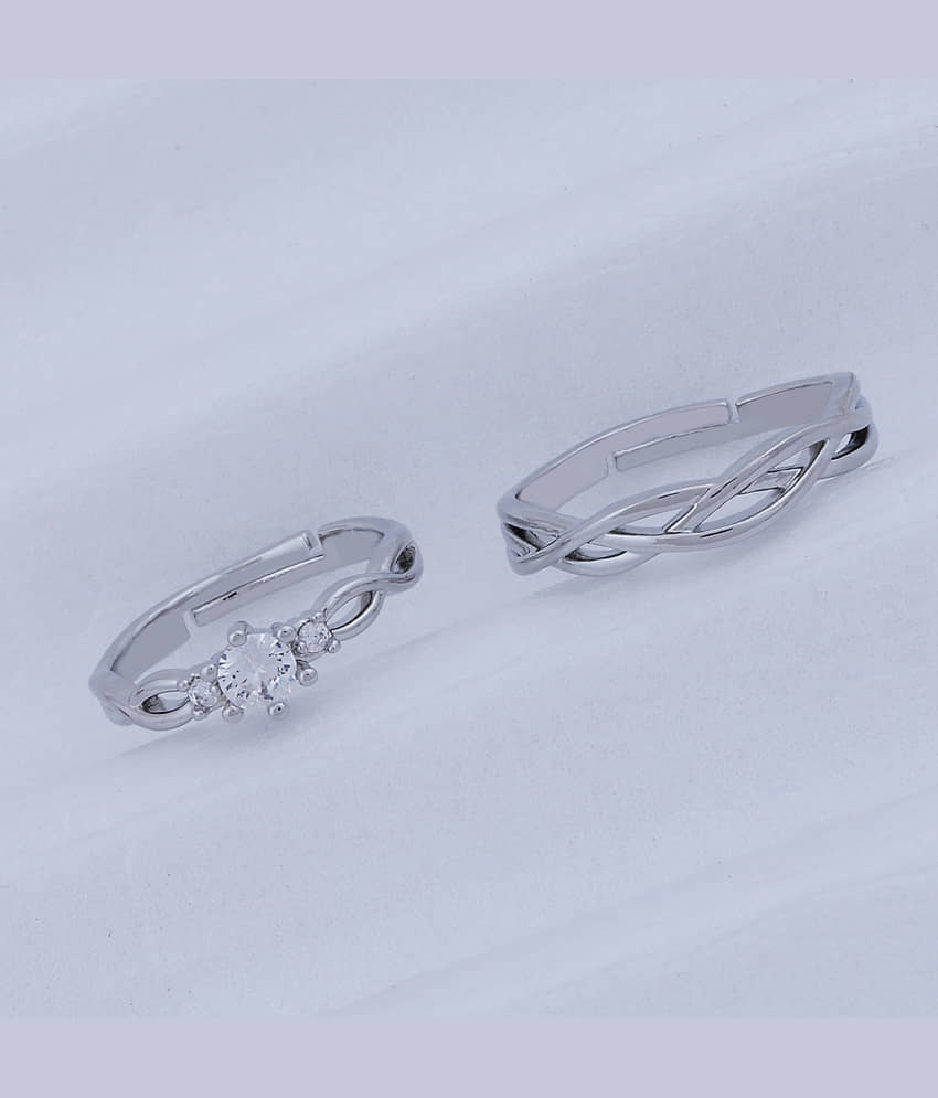 Adjustable  Some One Speical Antique Designe Shape  Couple Ring Set  For Valentines  Silver Plated Couple Ring For   Women And Men