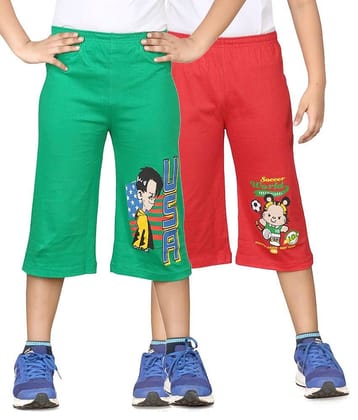 Dongli Pack of 2 Cotton Three-Fourth For Boys ( Green )