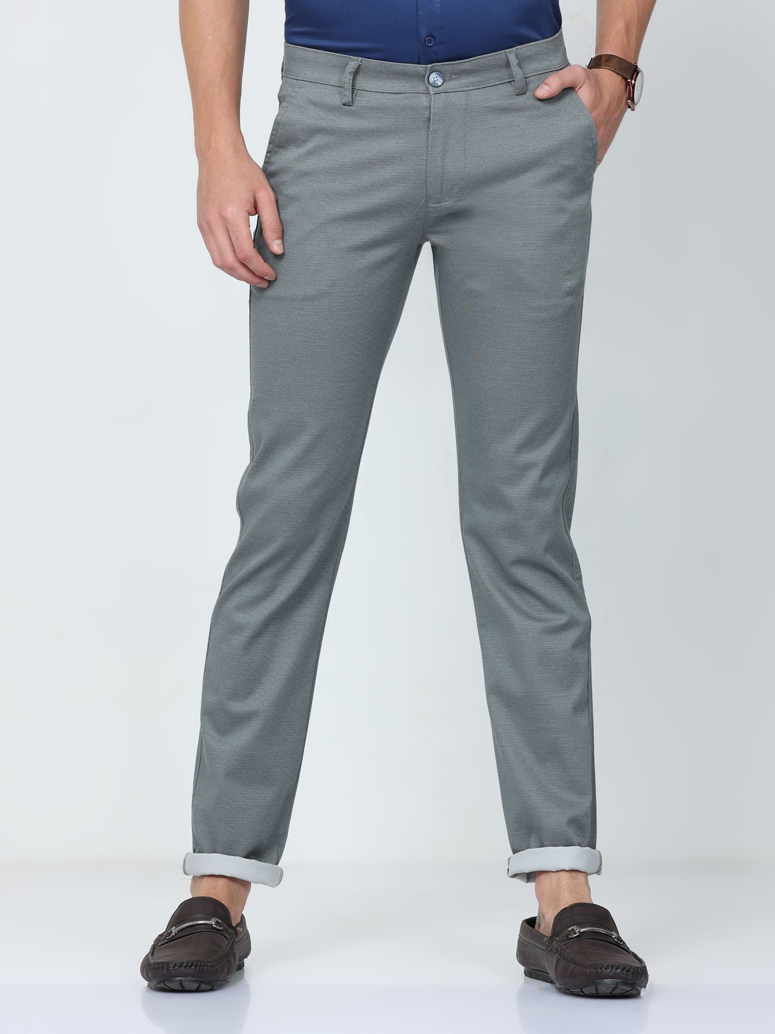 CP BRO Mens Chiesel Fit Solid Grey Color Trousers | Tbo2-10 C-Gry-Cf-Ly