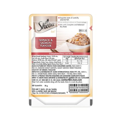 Sheba Rich Premium Skipjack &amp; Salmon Adult (1 + Years) Wet Cat Food (35gx12)