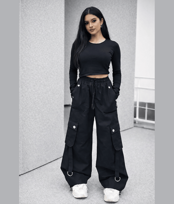 Canblar Women Cotton Wide Leg Trousers ( White )
