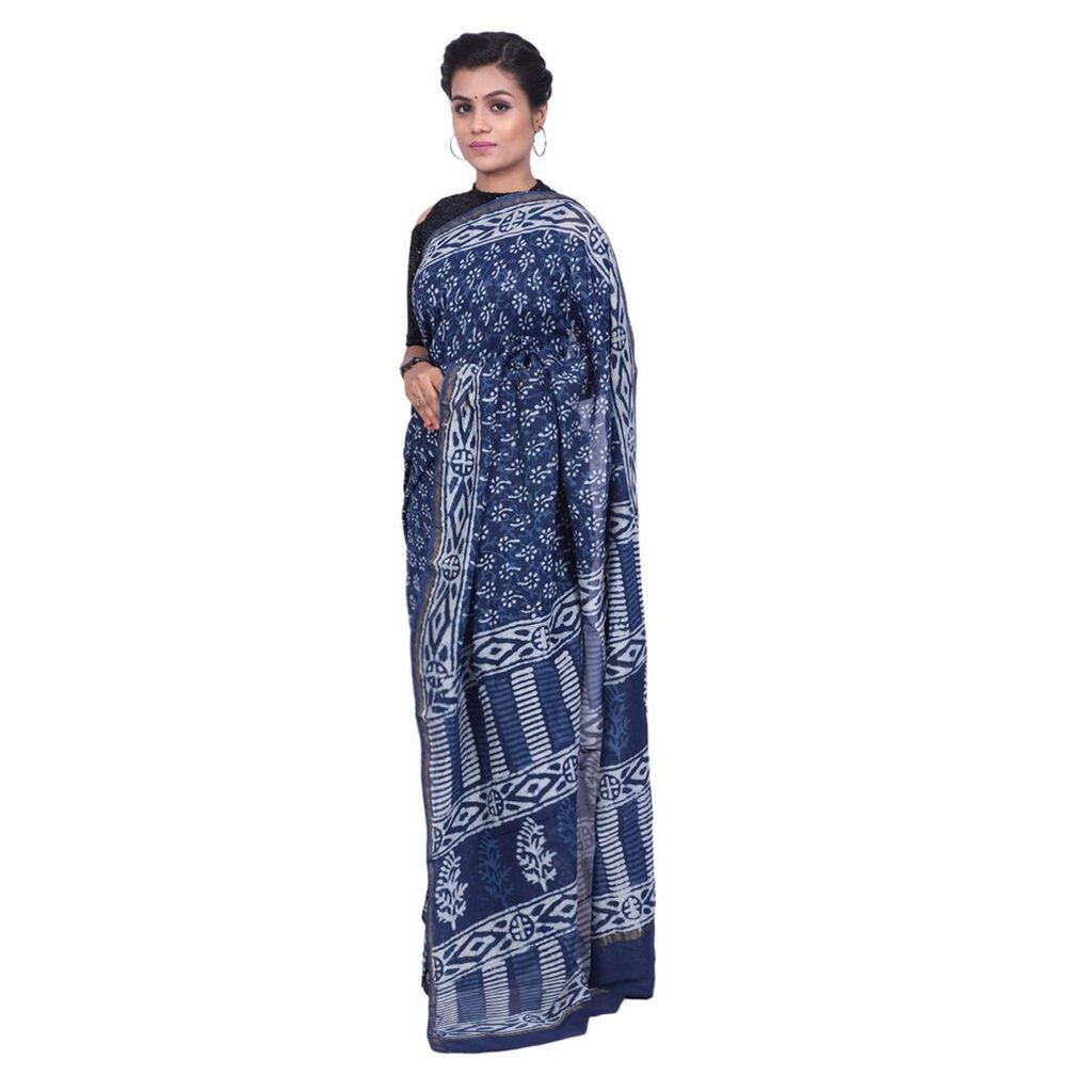 HANDLOOM CHANDERI PRINTED SAREE WITH BLOUSE (SKU - 1SCZ02191220 SAREE- 38) - Sarees | Buy online on ZillyBuy