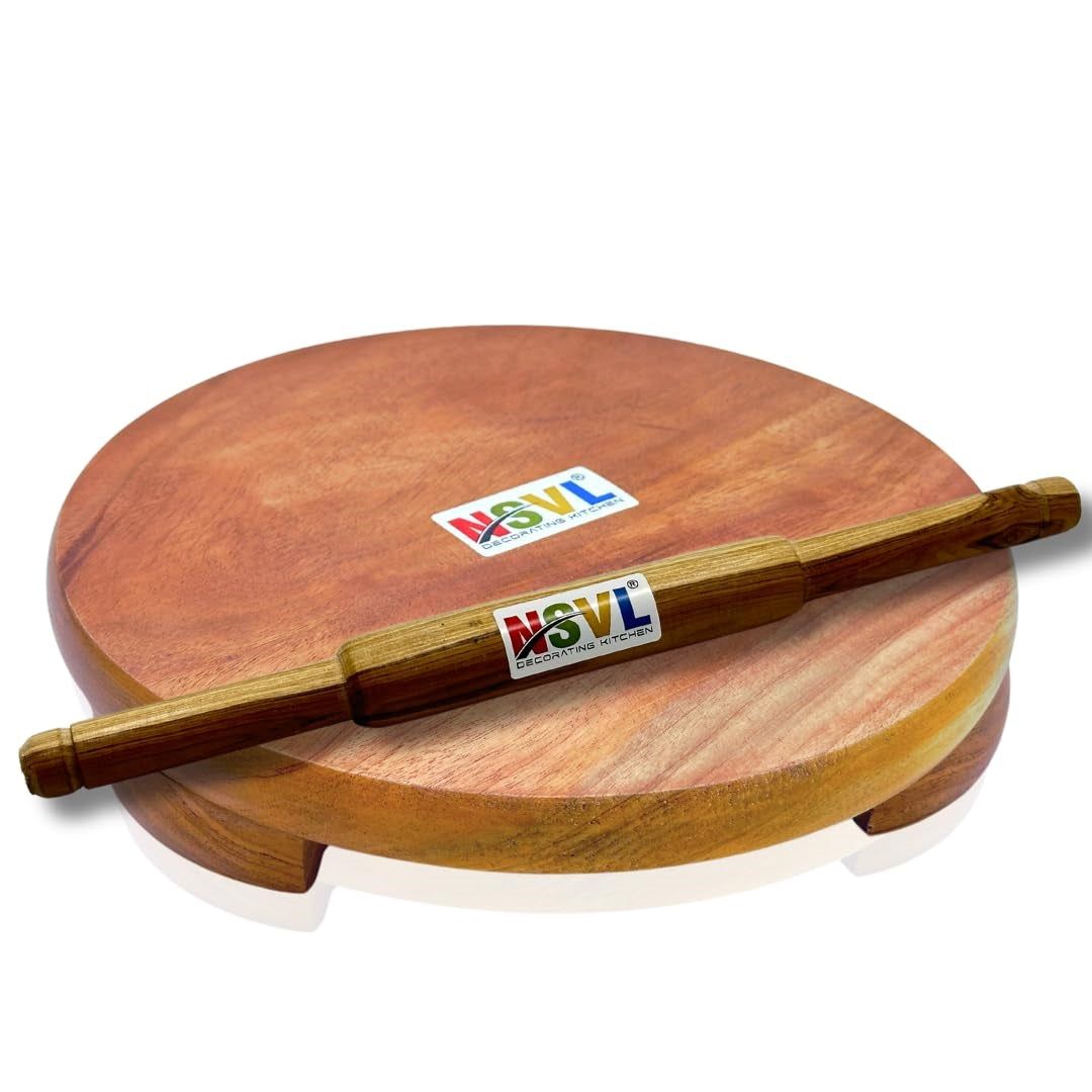 NSVL Neem Polpat Chakla Roti Chapati Maker 25 cm with Sagwan Roti Belan Rolling Pin 35 cm (Neem Polpat with Sagwan Punjabi Belan)