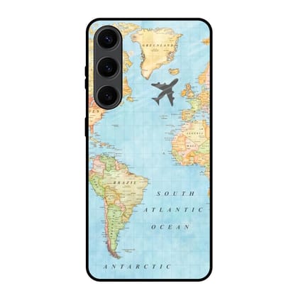 Travel Map Glass Case for Samsung Galaxy S24 Plus 5G