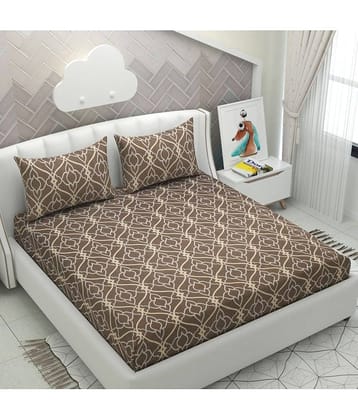 Apala Microfiber Ethnic King Size Bedsheet With 2 Pillow Covers - Brown