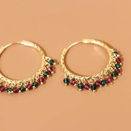 Gold-Plated  Red Circular Hoop Earrings
