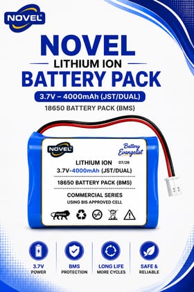 NOVEL 3.7V BMS 18650 LITHIUM ION DUAL BATTERY PACK WITH JST 2PIN- 4000mAh