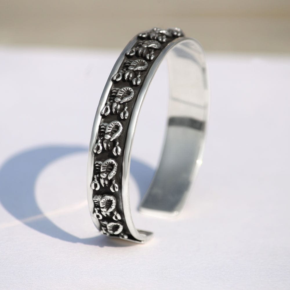 Vrishchik 925 Sterling Silver Cuff Kada for Men - Small