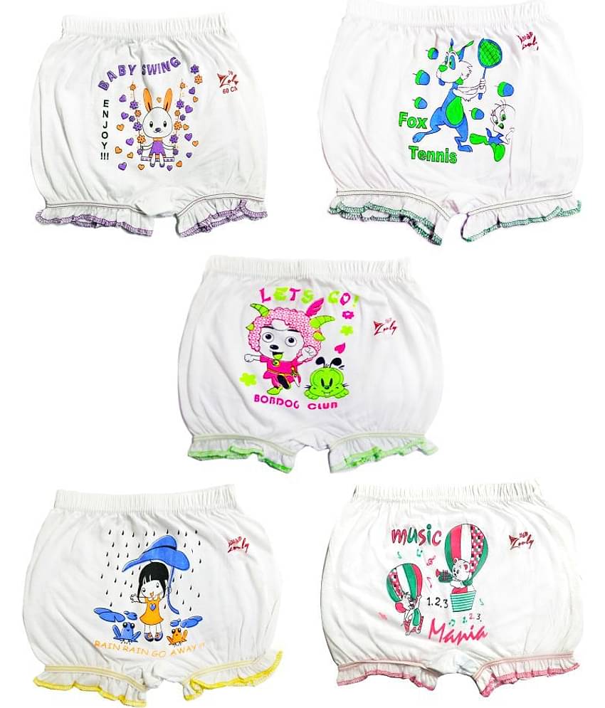 HAP Pack of 5 Cotton Bloomers For Girls ( White )