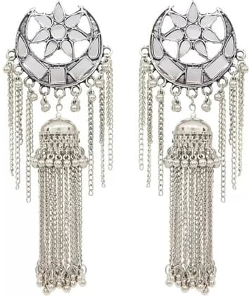 Samridhi DC Silver Jhumki Earrings ( Pack of 1 )
