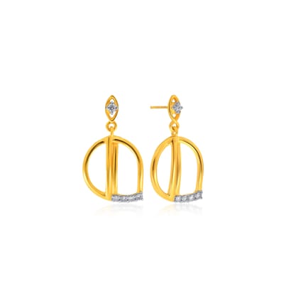 Senco Gold Sweet Glamour Diamond Drop Earrings (2 gram / 0.07 Ct / HI-SI / 18K Yellow Gold)