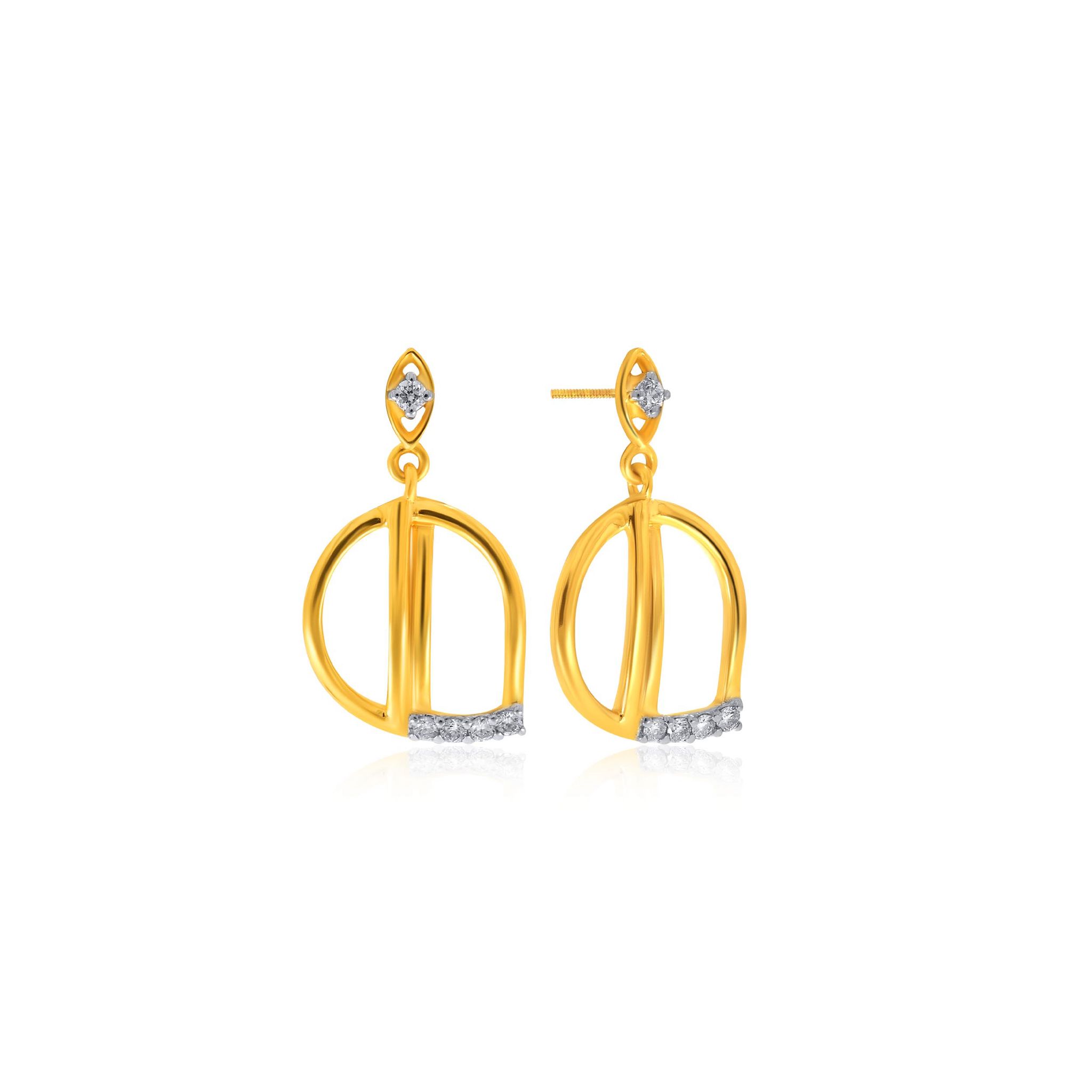 Senco Gold Sweet Glamour Diamond Drop Earrings (2 gram / 0.07 Ct / HI-SI / 18K Yellow Gold)