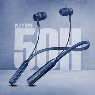 Signatize Wireless in-Ear Neckband Bluetooth Earphones with 10mm Drivers, Music Experie, 50 Hours Playtime,-SZ-1180-Blue