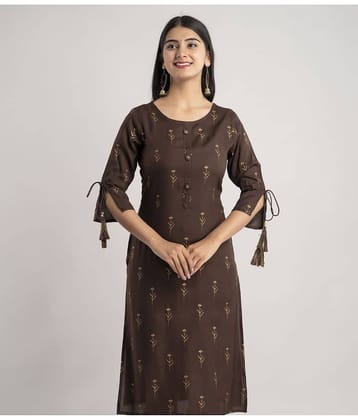 MAUKA - Brown Rayon Women's Straight Kurti ( Pack of 1 )
