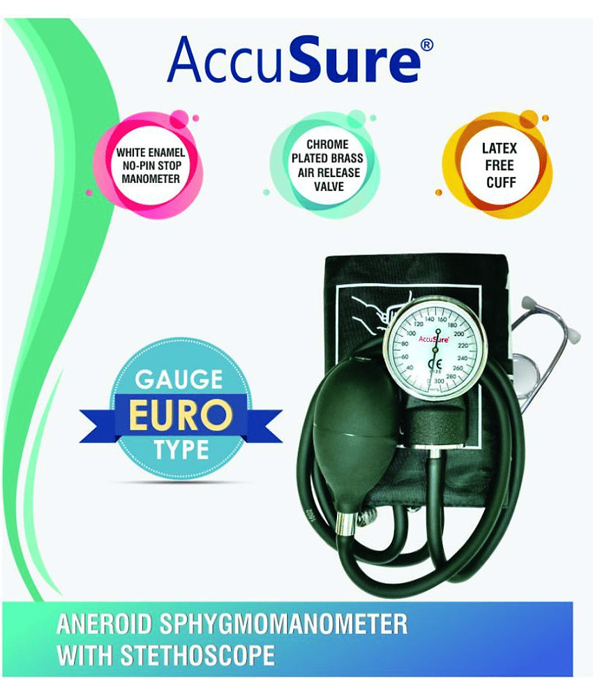 Accusure Regular Aneroid Sphygmomanometer with Stathoscope