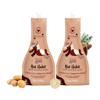 Nat Habit Raw Potato Underarm Ubtan & Scrub For Softening & Odour Control With Tamarind & Zero Chemical (40gm X Pack Of 2) Nat Habit Raw Potato Underarm Ubtan & Scrub For Softening & Odour Control With Tamarind & Zero Chemical (40gm X Pack Of 2) - Standa