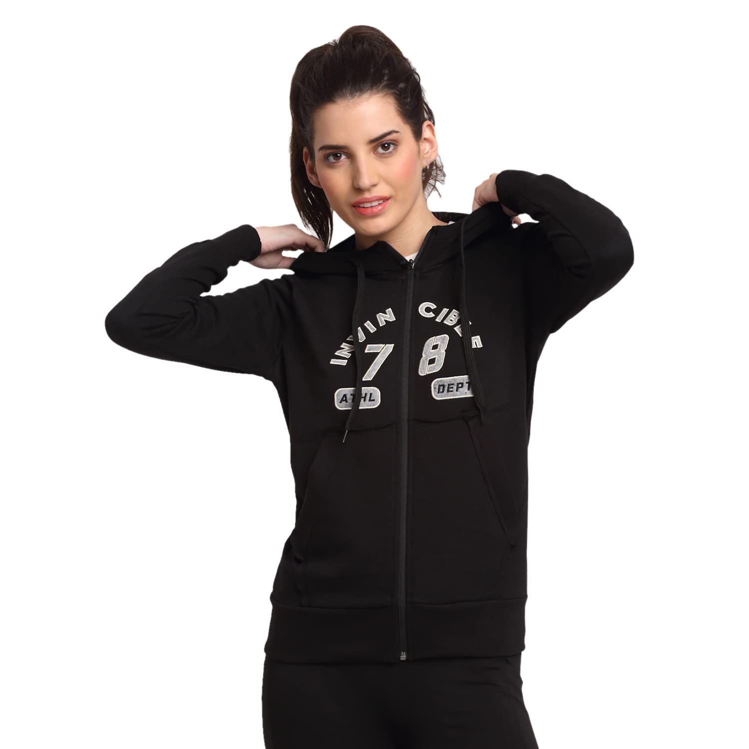 Invincible Women's Authentic Full Zip Hoody-Black / S