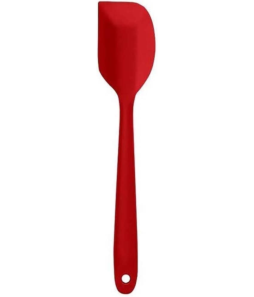 Baskety Silicone Spatula With Stainless Steel Core Flipper Spatula ( Pack of 1, Red)