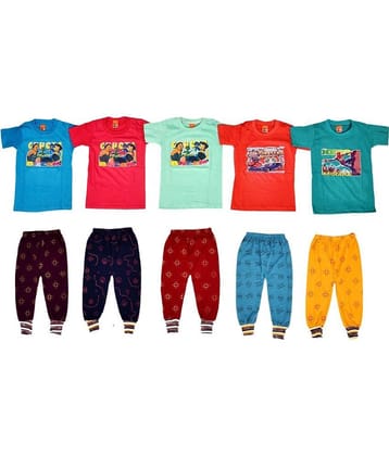 DIAMOND EXPORTER Pack of 10 Boys Cotton T-Shirt & Trackpants Set ( Multicolor )