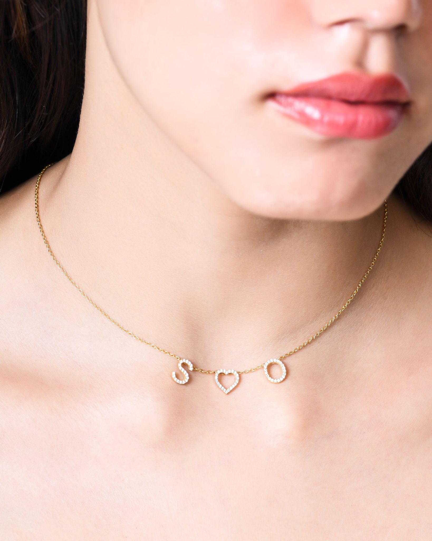 Heart Initial Necklace-18k Gold Plated