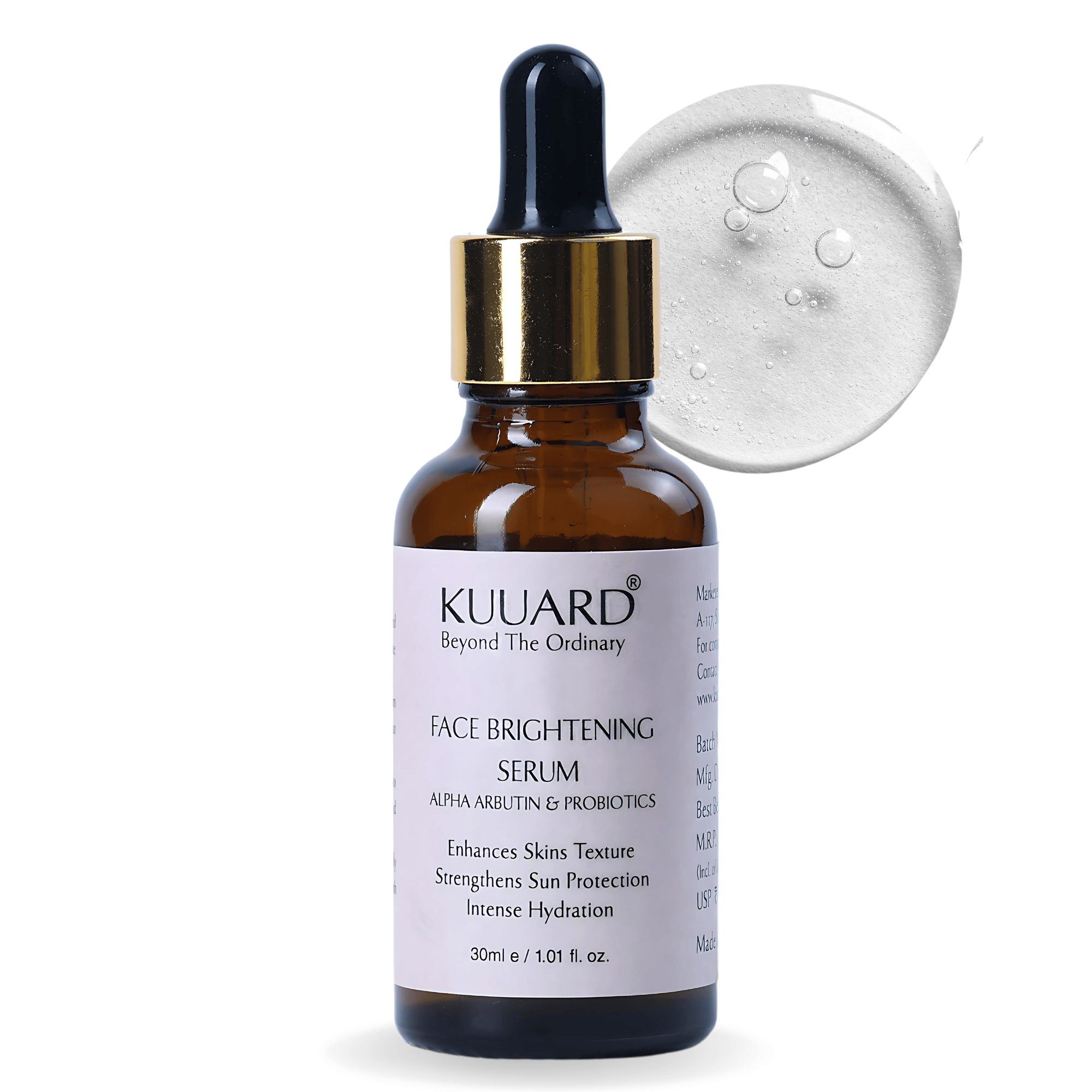 Kuuard Face Brightening Serum | Treats Uneven Skin Tone with Advanced Glowing Formula & Improves Skin Texture | Alpha Arbutin & Probiotics