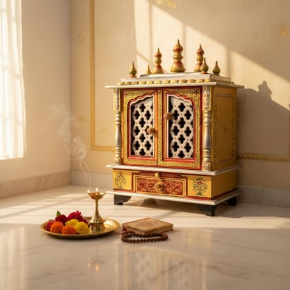 HandIcrafted Wooden Painted Temple