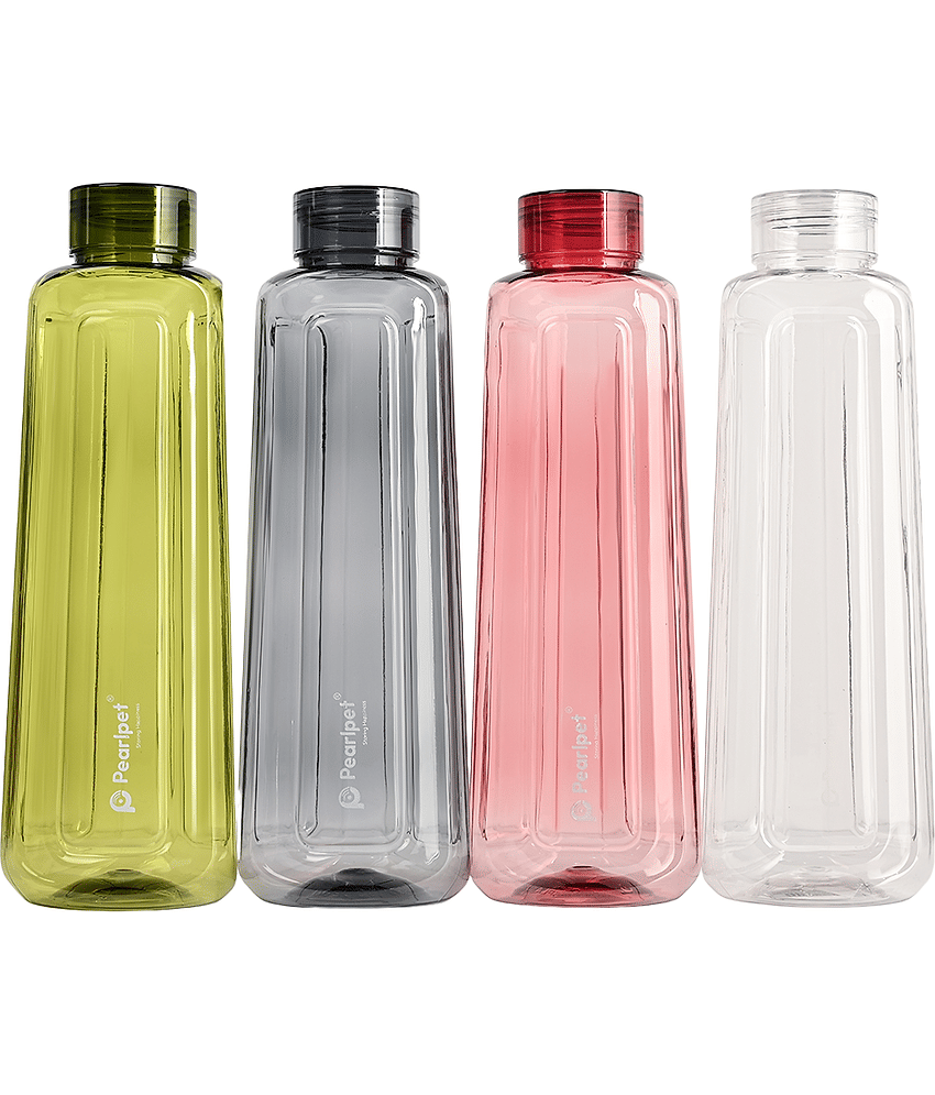 PearlPet Splash-Assorted-1000ml-4pcs Multicolour Plastic Water Bottle 1000 mL ( Set of 4 )