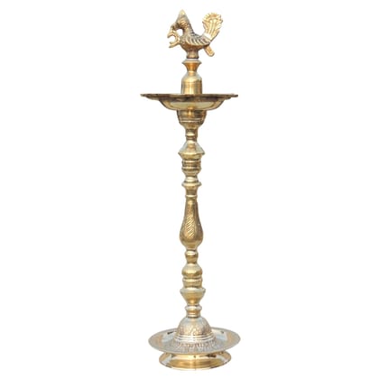 Brass Table Decor Mahabharat Oil Lamp, Deepak  - Religious Deepak for Spiritual Space, Height : 28.5 Inch (FMAS686 F)