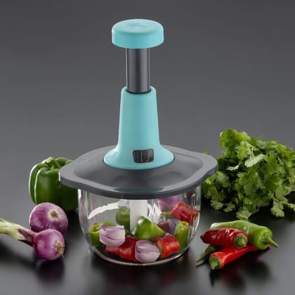 Push Chopper Manual Food Chopper and Hand Push Vegetable Chopper, Cutter, Mixer Set for Kitchen with 3 Stainless Steel Blade