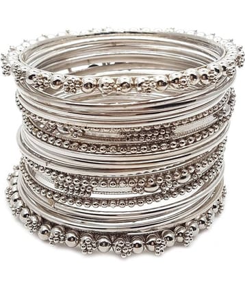 YouBella Antique Look Jewellery Silver Plated Traditional Bracelet Bangles set for women (2.8)