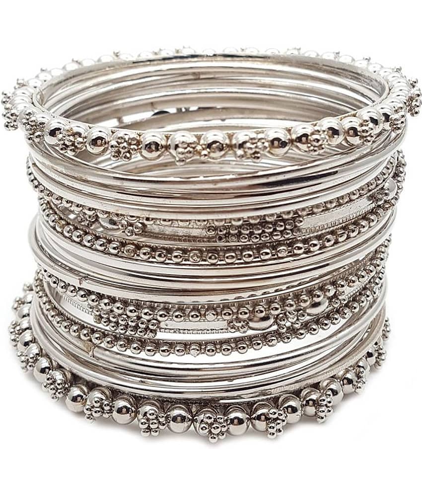 YouBella Antique Look Jewellery Silver Plated Traditional Bracelet Bangles set for women (2.8)