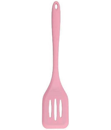 Baskety Silicone Slotted Nonstick Heat Resistant Spatula ( Pack of 1, Pink )