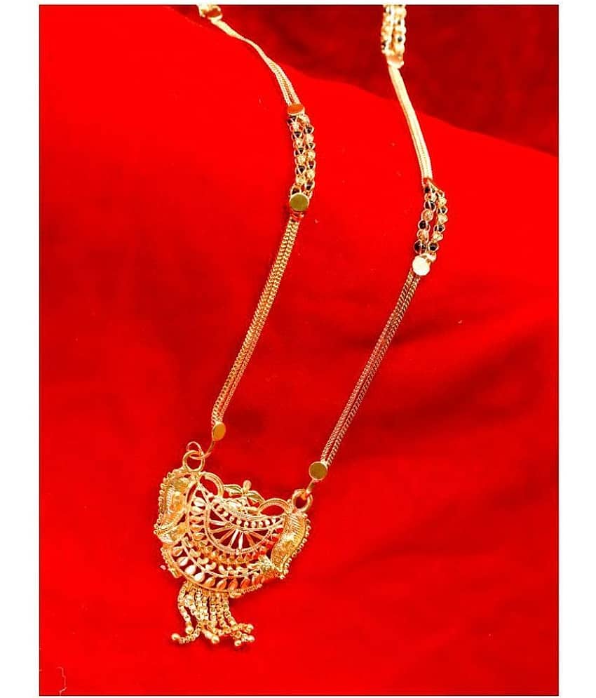 shankhraj mall gold plated black bead long mangalsutra for women-10042