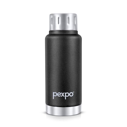 Pexpo 12 Hours Hot and Cold Thermosteel Insulated Flask (300ml, Knight Black, Cameo)
