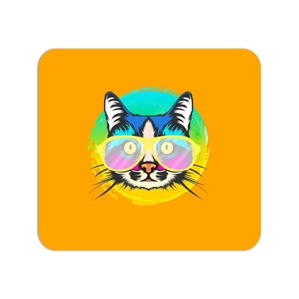 Cat With Glasses Mouse Pad