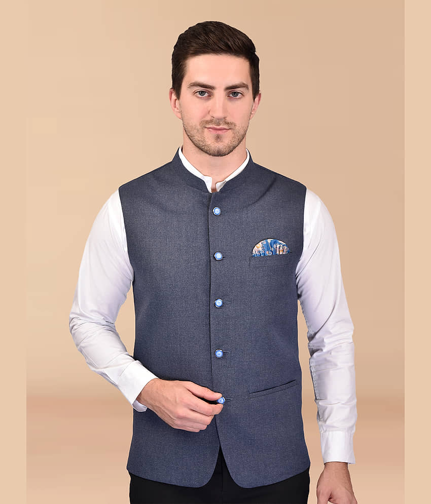 PRINTCULTR Grey Cotton Blend Men's Nehru Jacket ( Pack of 1 )