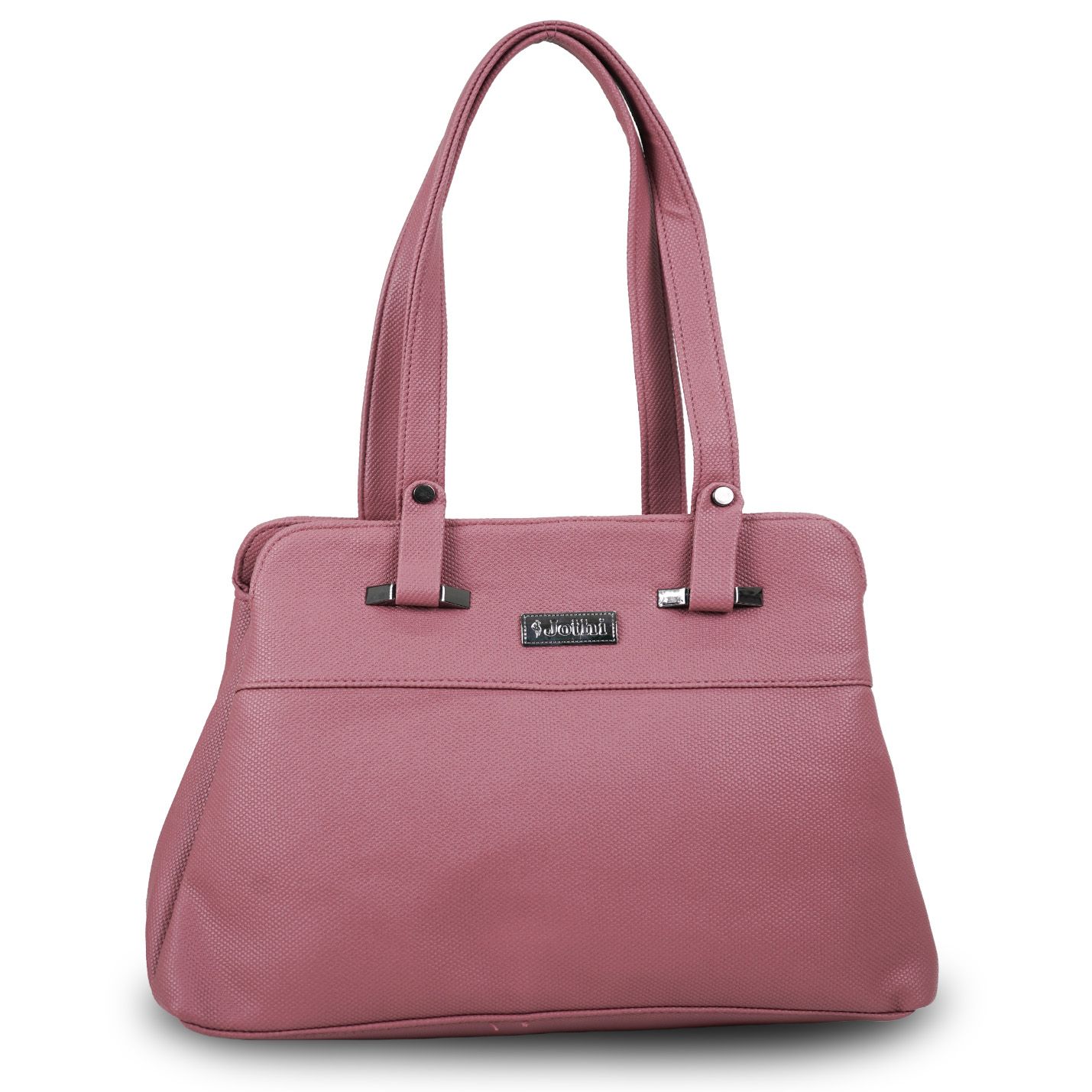 Jothi Sena Premium Women's Handbag | Multi-Compartment Synthetic Leather Tote | Saffiano-Style Texture | Matte Finish | Soft Base | Pink