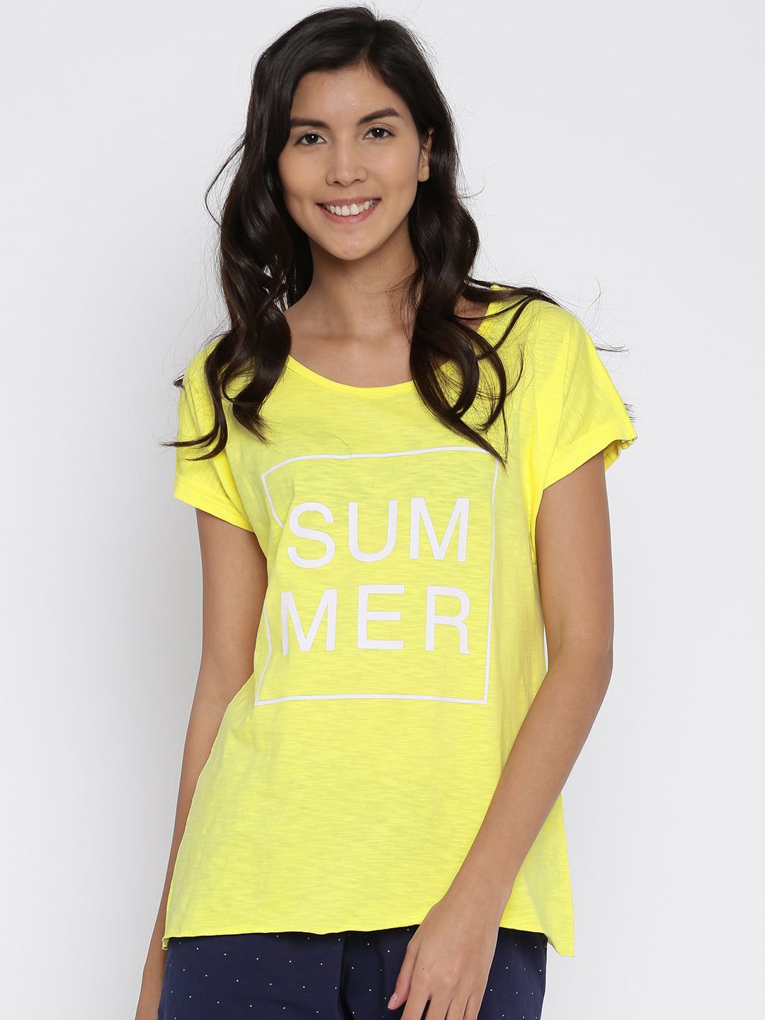 Yellow Printed Styled Back Beach Top-S