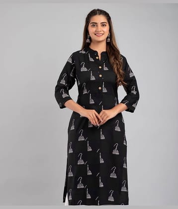 MAUKA - Black Rayon Women's Straight Kurti ( Pack of 1 )