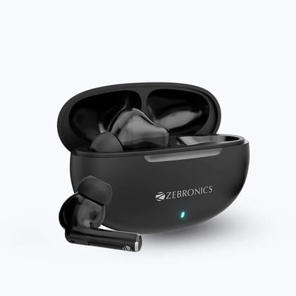 ZEBRONICS Zeb-Chime Wireless Stereo Sound 13mm Drivers Up to 30h* Battery Life with Charging case Voice Assistant Support Splash Proof Black