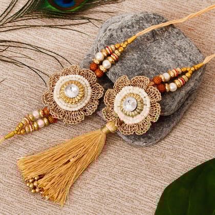 Designer Bhaiya Bhabhi Rakhi and Roli Chawal Pack, Best Wishes Greeting Card