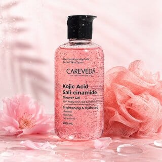 CareVeda Kojic Acid, Salicylic Acid  Niacinamide Shower Gel With Luffa, (200 g)