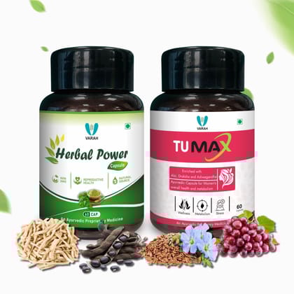 Combo Herbal Power and Tumax for Family Wellness.-60 Caps + 60 Caps
